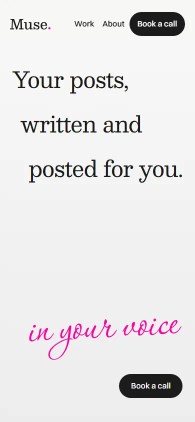 Home page of the Muse Media Management website